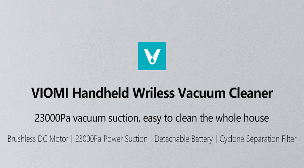 VIOMI A9 Cordless Handheld Vacuum Cleaner 120AW 23000Pa Strong Suction 400W Brushless DC Motor Removable Battery Removable Battery 60 Mins Runtime 4-Brush Heads LED Light EU Version - Black