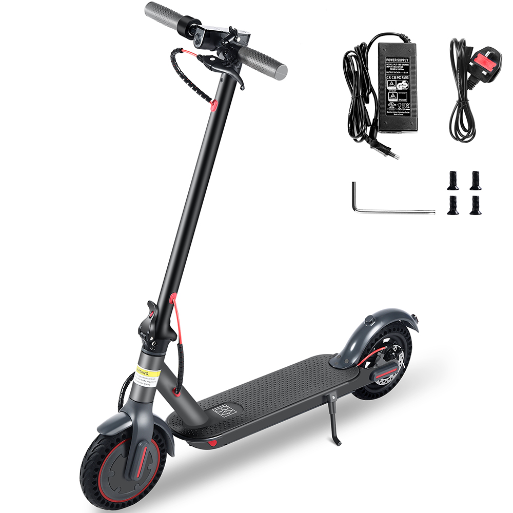 AOVO Q7 Folding Electric Scooter 8.5" 350W Motor 36V 10.4Ah Battery BMS 3 Speed Modes Disc Brake Max Speed 31KM/h LCD Display 25KM Long Range Aluminum Alloy Frame Support Bluetooth APP - Black