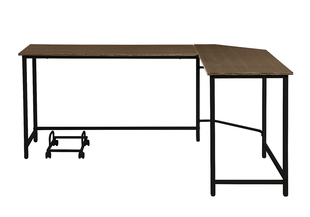ACME Dazenus 66" L-shaped Computer Desk with Wooden Tabletop and Metal Frame, for Game Room, Small Space, Study Room - Black