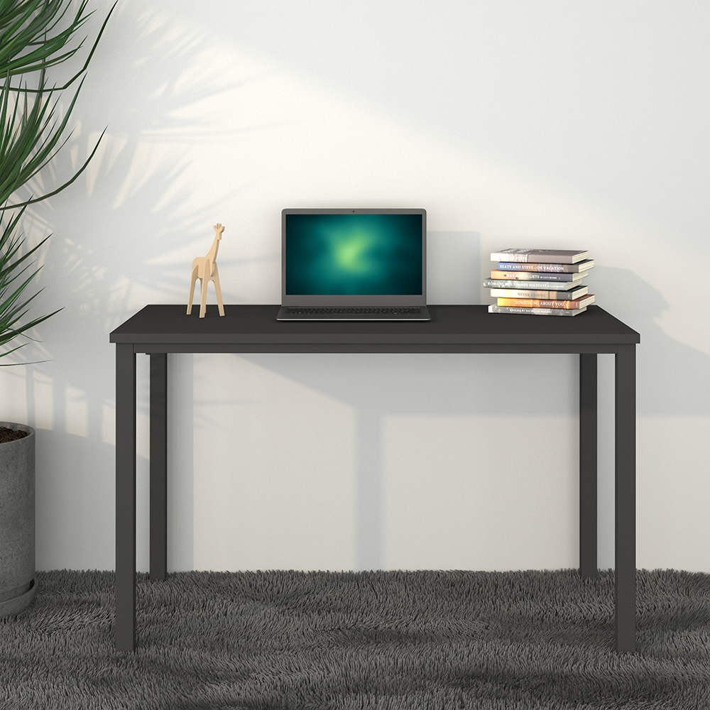 Home Office 47" Computer Desk with MDF Tabletop and Metal Frame, for Game Room, Small Space, Study Room - Black