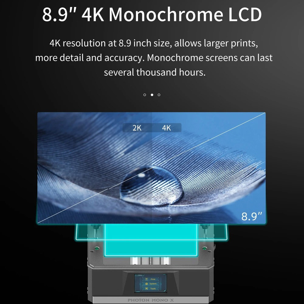 Anycubic Photon Mono X 3D nyomtató 192x120x245mm Nagy felépítési térfogat 8.9 hüvelykes 4K monokróm LCD UV gyanta