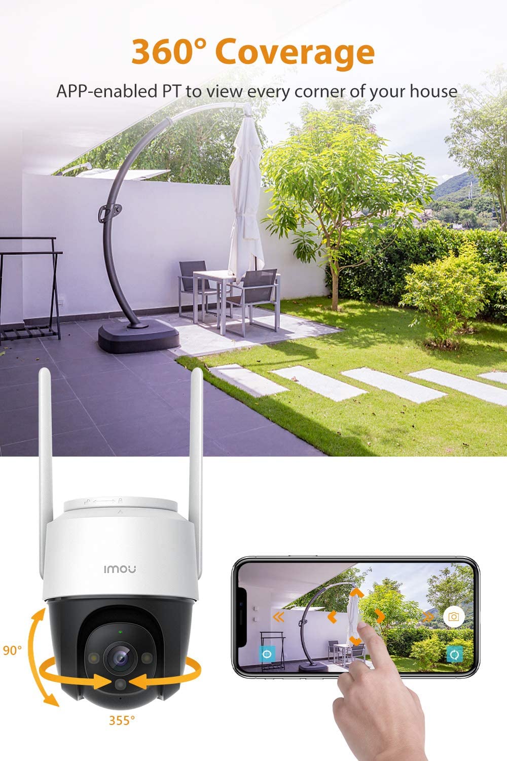 Färg Night Vision Outdoor Security Camera med reflektor och ljudlarm, 2.4G FHD Panoramic Camera, Weatherproof IP66