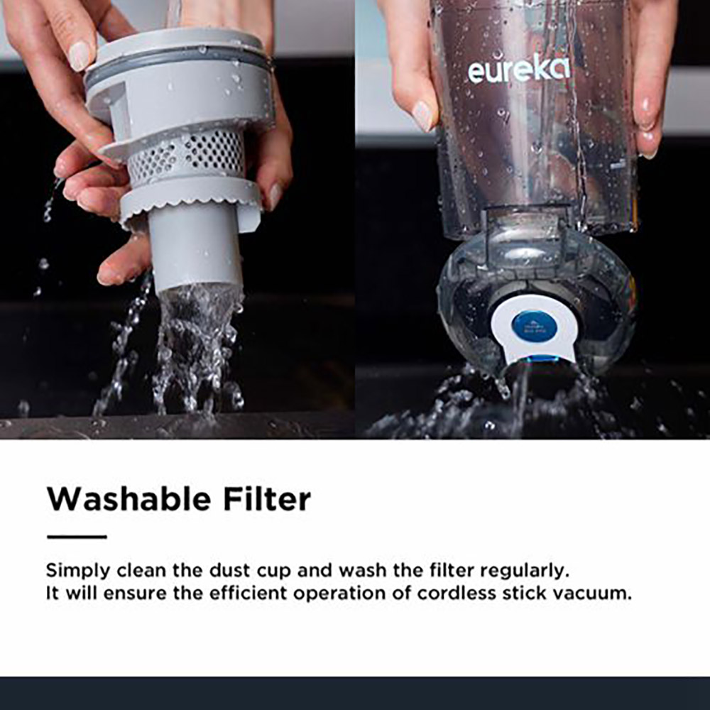 Eureka BR5 Handheld Cordless Vacuum Cleaner Portable 18000Pa 85AW Suction Power 250W Removable Battery One Button Empty LED Headlight 2000mAh Battery -