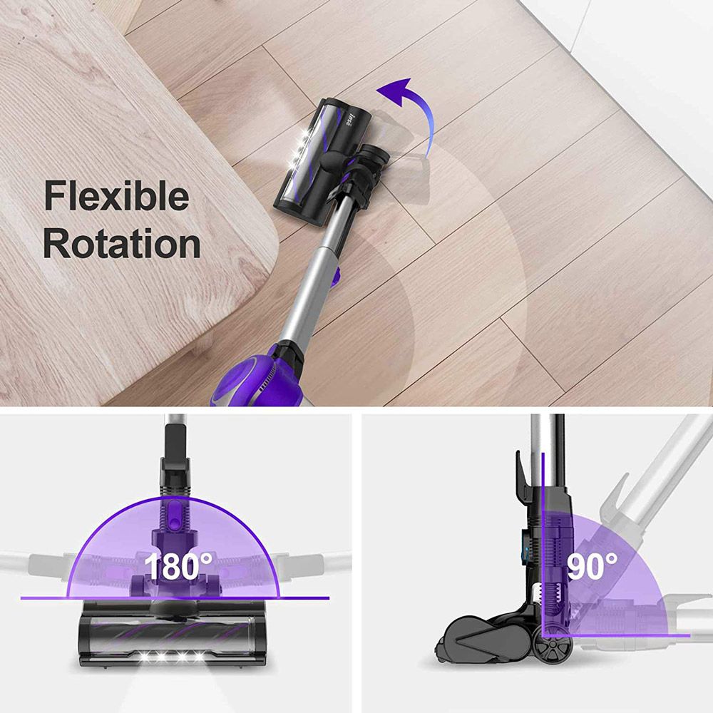 INSE S6 Cordless Handheld Vacuum Cleaner 25KPa Suction 250W Motor 1.2 prachová nádoba 2500 mAh batéria na drevené podlahy, koberce, schody, záclony, auto, nábytok - fialová