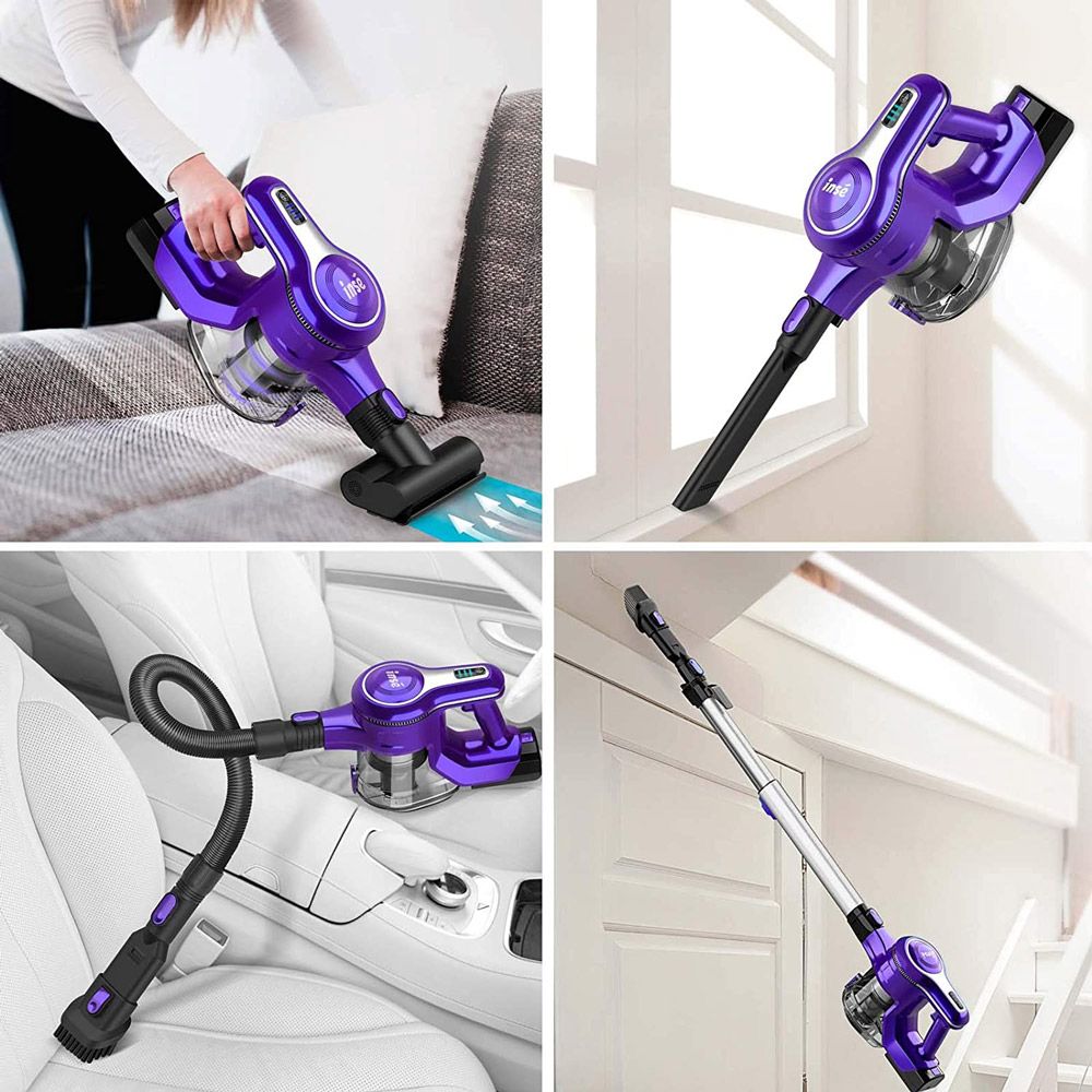 INSE S6 Cordless Handheld Vacuum Cleaner 25KPa Suction 250W Motor 1.2 prachová nádoba 2500 mAh batéria na drevené podlahy, koberce, schody, záclony, auto, nábytok - fialová