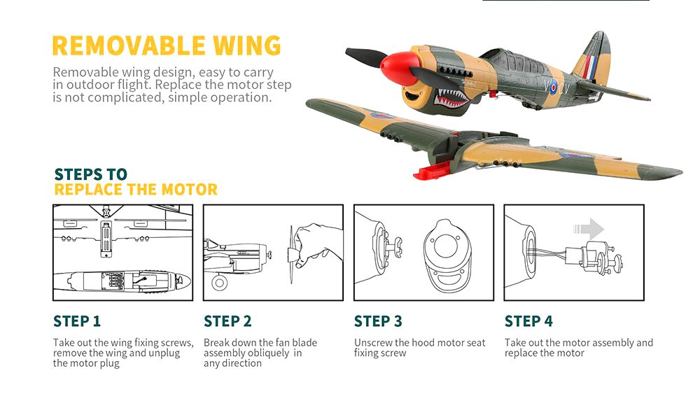 XK A220 P40 2.4G 4CH 384mm Wingspan 3D / 6G โหมด Switchable 6 แกน Gyro RC เครื่องบิน RTF