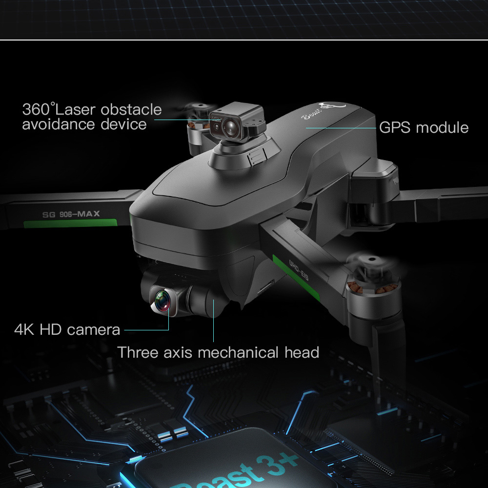 ZLL SG906 MAX1 Bestia 3+ 4K 5G WIFI 3KM FPV con sospensione cardanica a 3 assi Drone RC senza spazzole - Una batteria