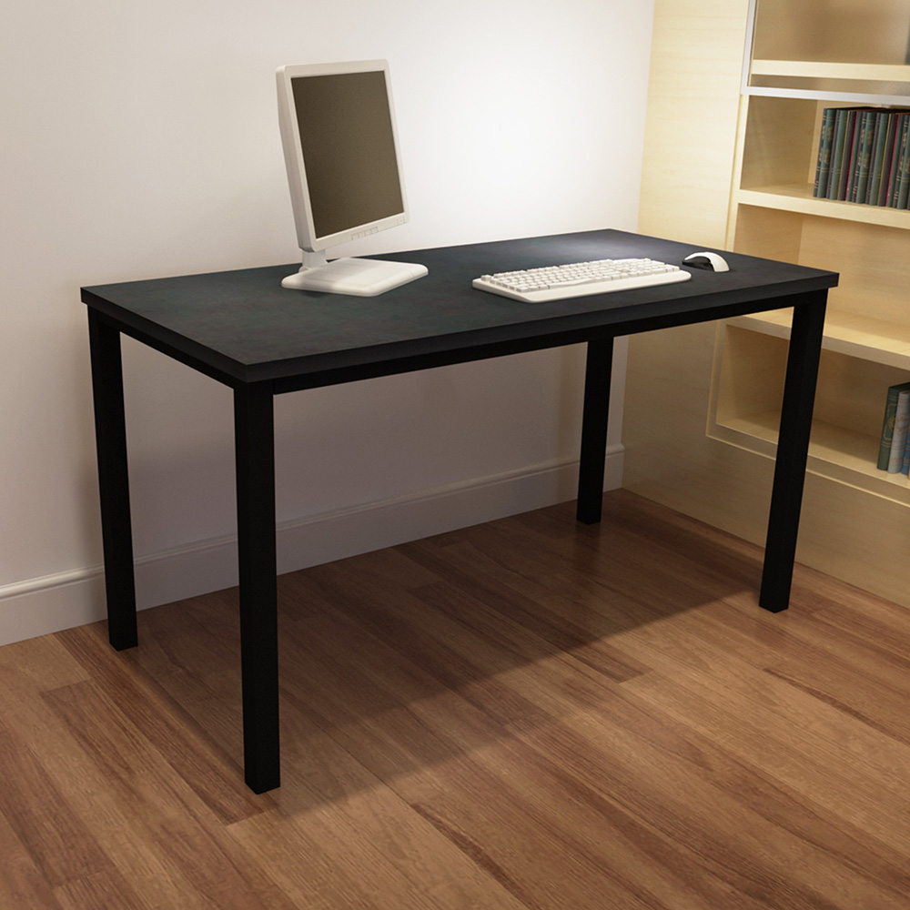 Home Office 47" Computer Desk with MDF Tabletop and Metal Frame, for Game Room, Small Space, Study Room - Black