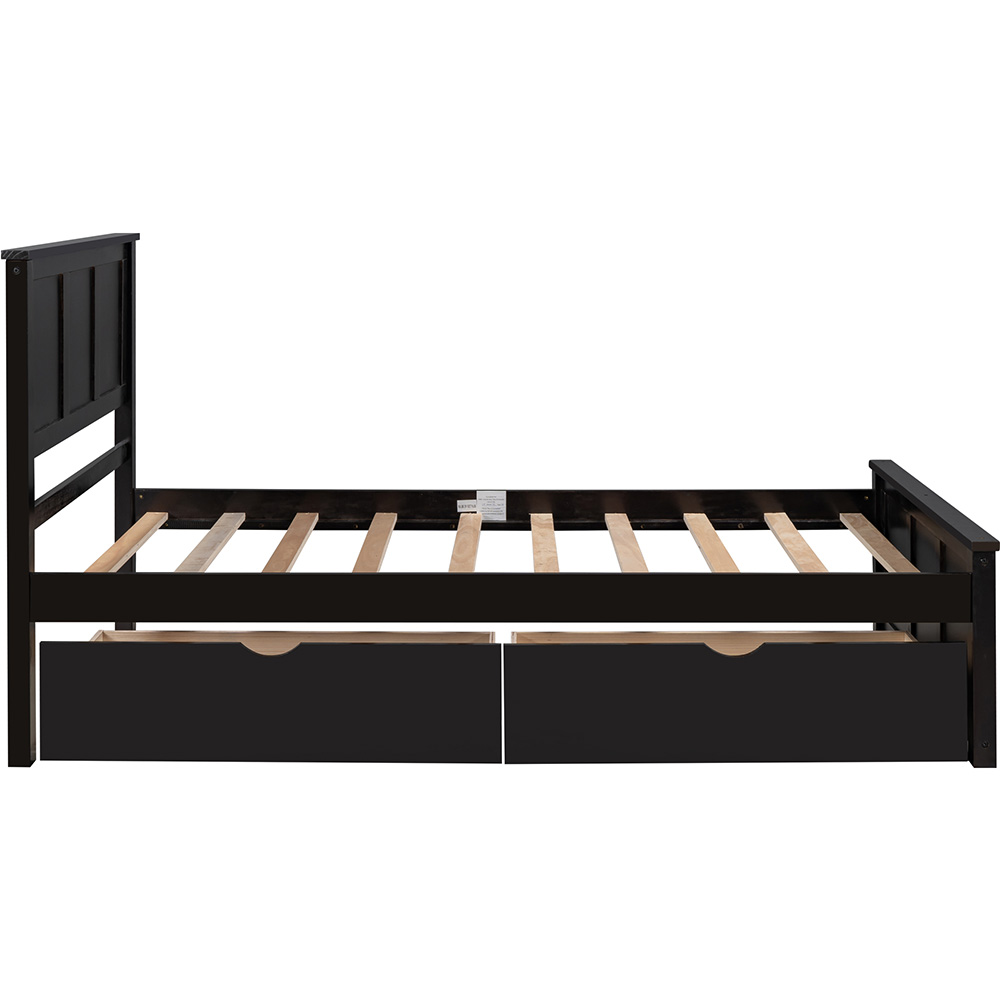 TwinSize Platform Bed Frame with 2 Storage Drawers Espresso