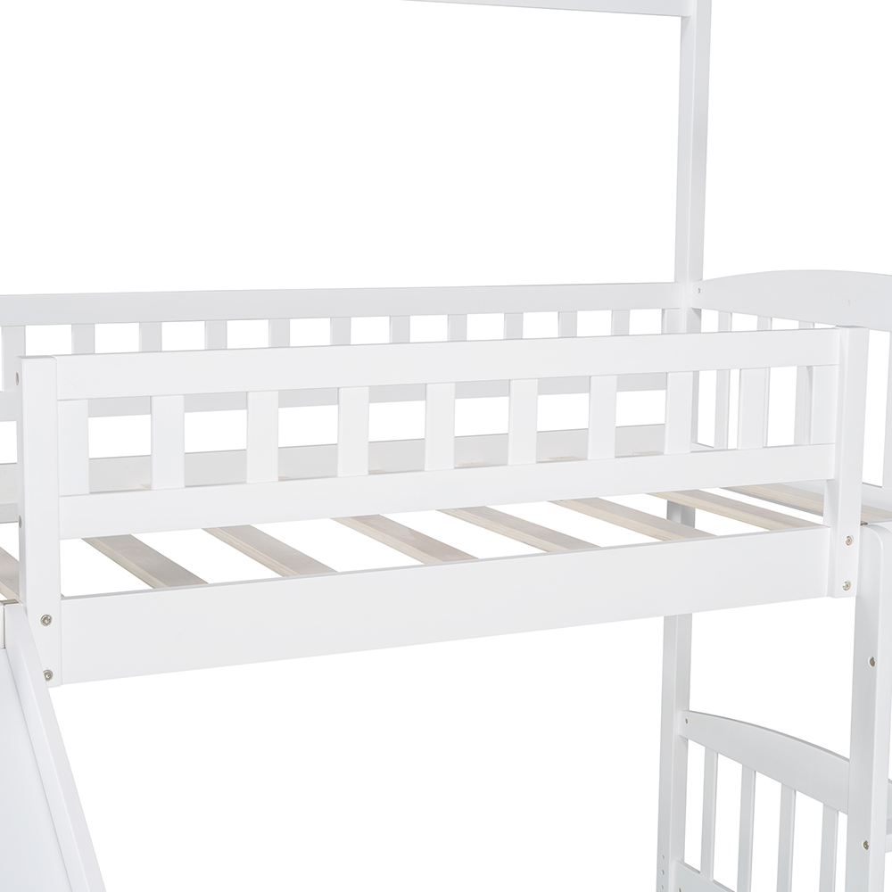 Twin-Size House-Shaped Loft Bed Frame with Slide, Ladder and Wooden Slats Support, No Box Spring Required, for Kids, Teens, Boys, Girls (Frame Only) - White