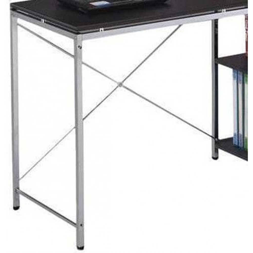 ACME Elvis Computer Desk with Storage Shelves, Wooden Tabletop and Metal Frame, for Game Room, Small Space, Study Room - Black