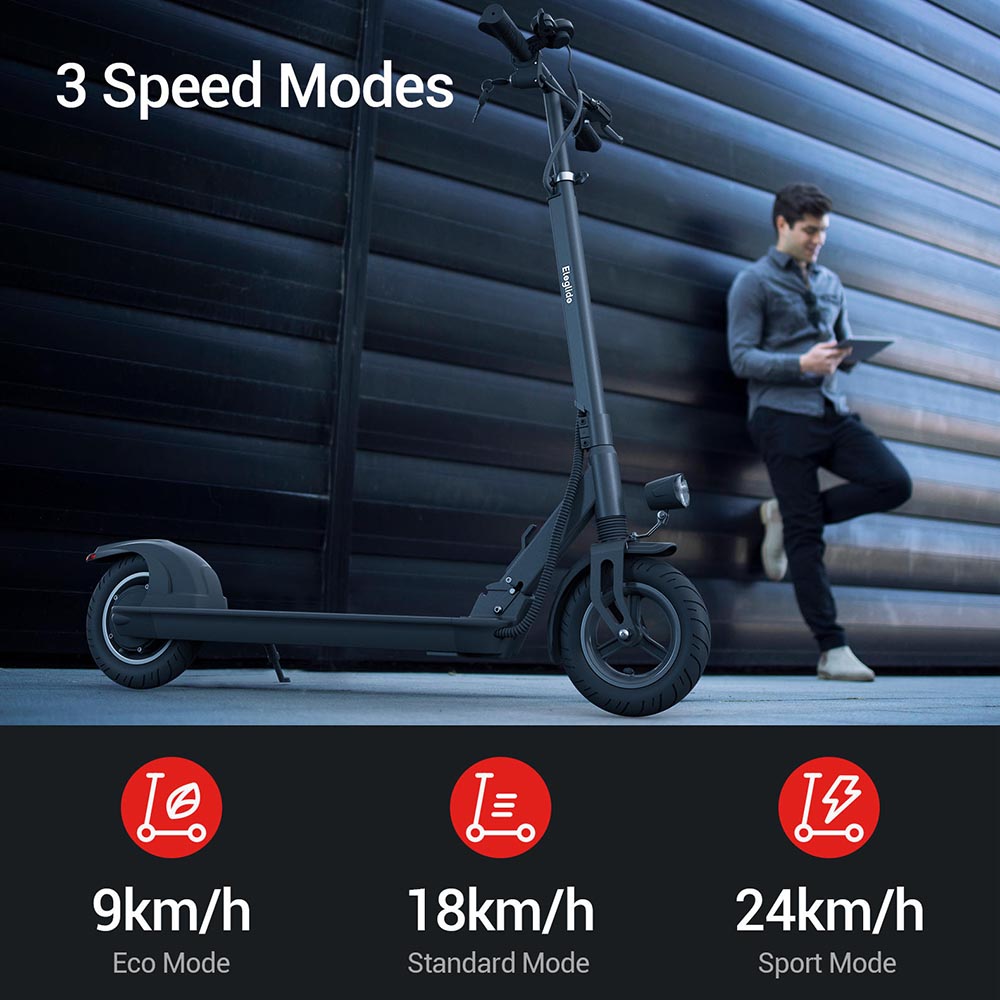 Eleglide S1 Folding Electric Scooter 10" Pneumatic Tires 400W Motor 3 Speed Modes 36V 8.0Ah Battery 24km/h Max Speed up to 30km Max Range Rear Disc Brake - Black