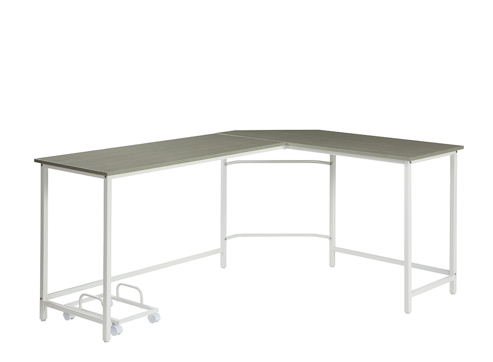ACME Dazenus 66" L-shaped Computer Desk with Wooden Tabletop and Metal Frame, for Game Room, Small Space, Study Room - Gray