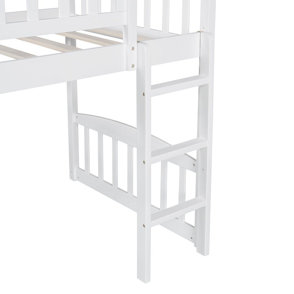 Twin-Size House-Shaped Loft Bed Frame with Slide, Ladder and Wooden Slats Support, No Box Spring Required, for Kids, Teens, Boys, Girls (Frame Only) - White