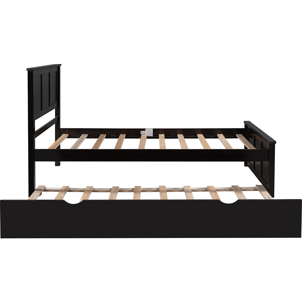 Twin Size Platform Bed Frame With Trundle Headboard Espresso 