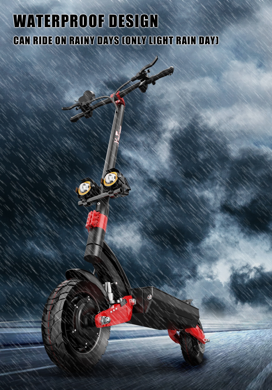 X-Tron X10 Pro 10 inch Folding Off-Road Electric Scooter 1600W *2 Motor 60V 20.8Ah Battery Max speed 65-70km/h Max load 150KG Hydraulic brake Aluminum alloy Body - Red