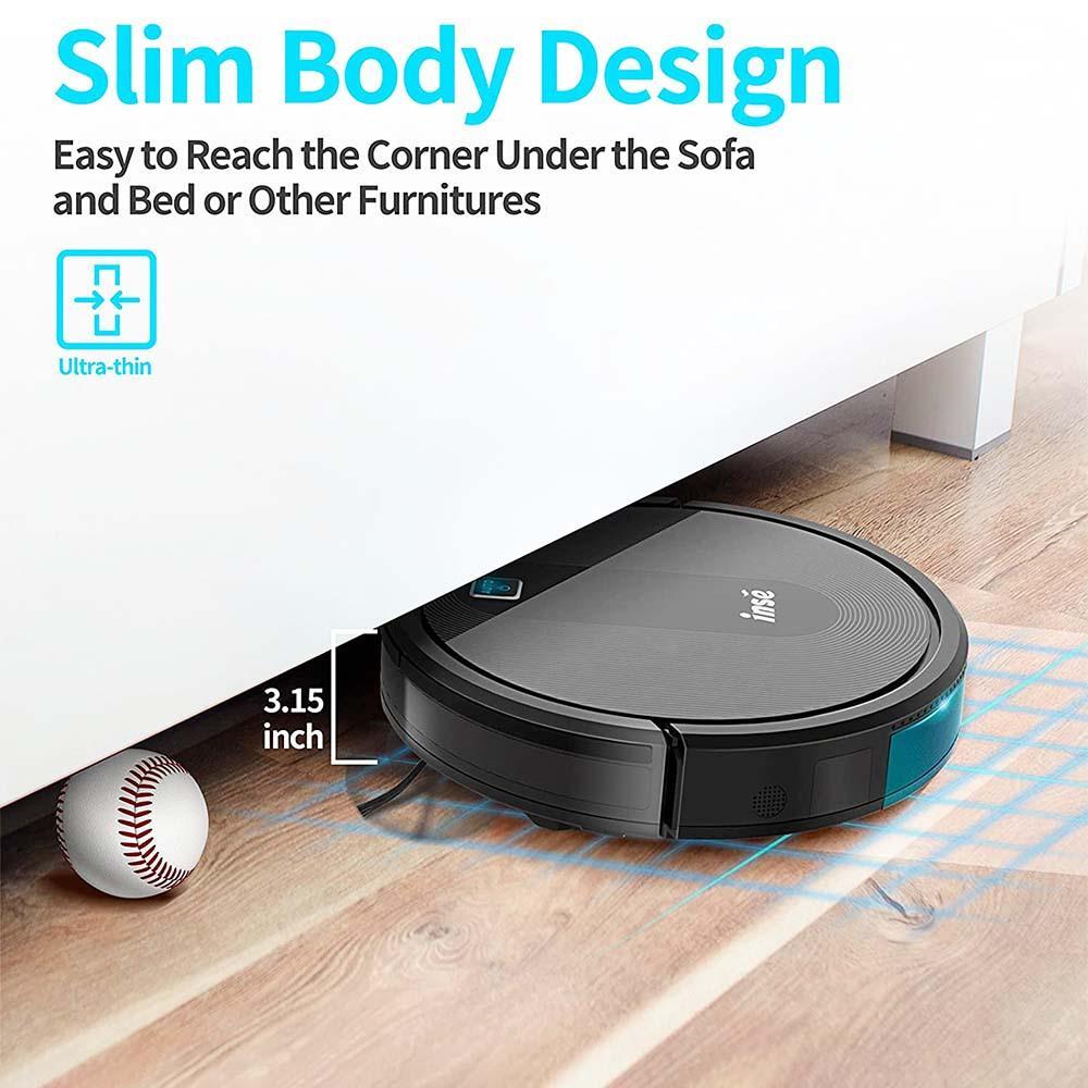 INSE E6 Robot Vacuum Cleaner 2200Pa Strong Suction 4 Cleaning Modes 600 ml Dust Box Automatic Charging for Carpet, Hardwood, Ceramic Tile, Linoleum - Black