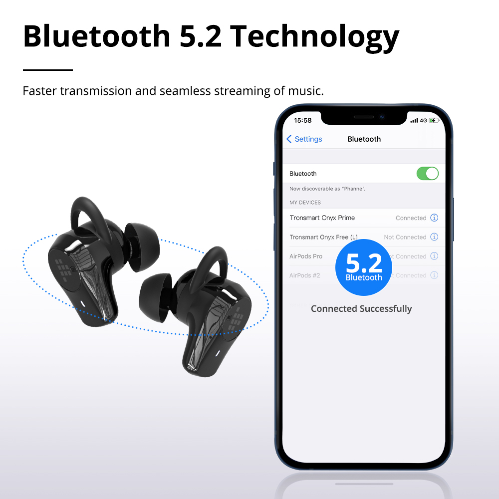 Tronsmart Onyx Prime QCC3040 Hybrid Dual-driver Wireless Earbuds, Bluetooth 5.2 in-Ear Headphone, True Wireless Stereo Headphones, Qualcomm aptX Adaptive with Detailed Sound, TrueWireless Mirroring, 40 Hrs Playtime, cVc 8.0