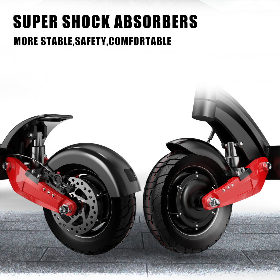 X-Tron X10 Pro 10 inch Folding Off-Road Electric Scooter 1600W *2 Motor 60V 20.8Ah Battery Max speed 65-70km/h Max load 150KG Hydraulic brake Aluminum alloy Body - Red