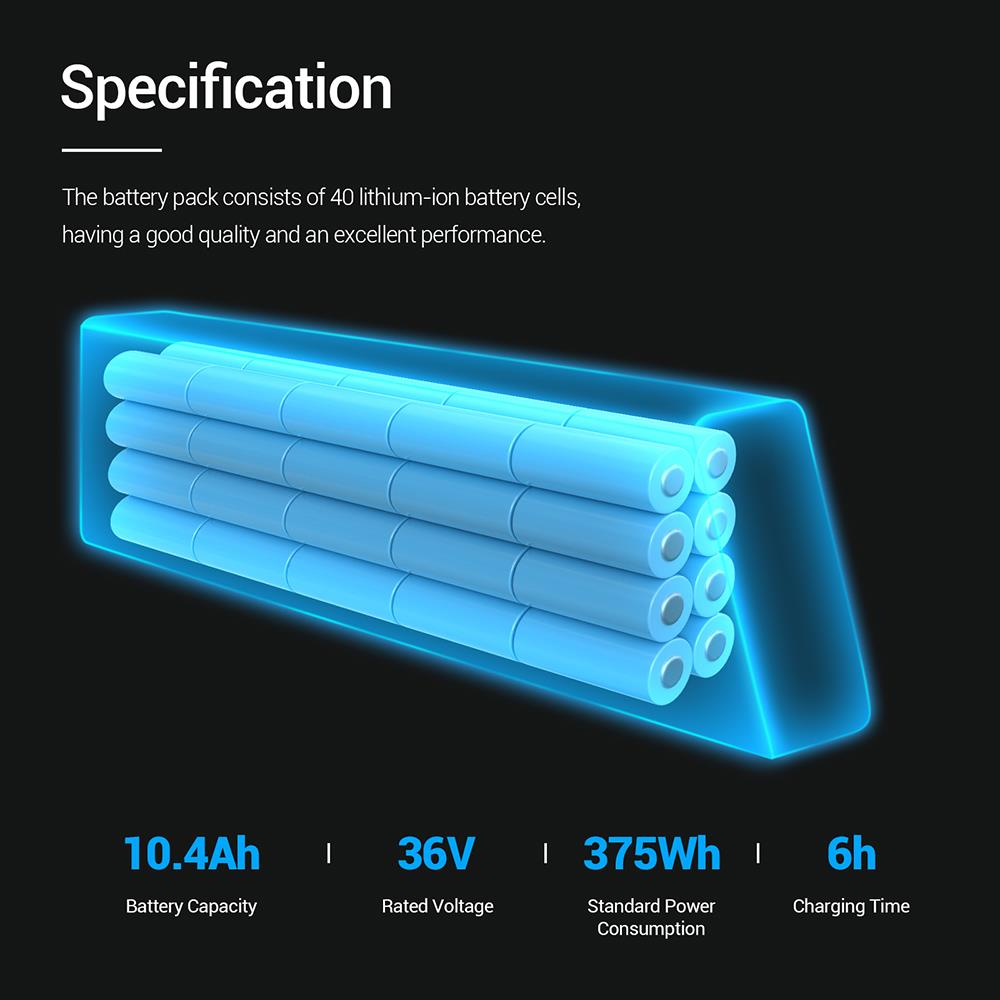 36V 10.4Ah Removable Battery For ELEGLIDE F1 Electric Bike