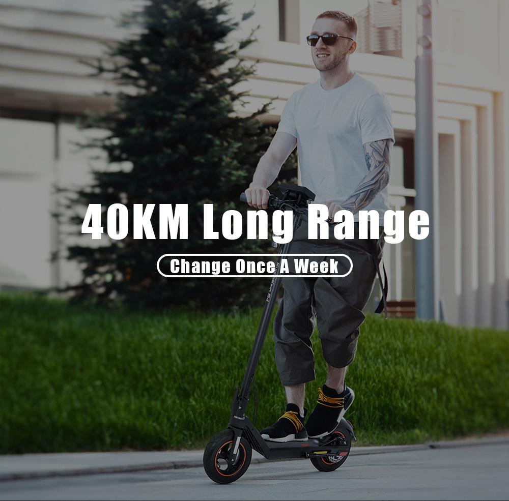 KugooKirin S4 10 inch Pneumatic Tire Folding Electric Scooter Big Touch Dashboard 10Ah Battery 350W Motor 3 Speed Modes Max 35km/h 40KM Max Range EABS+Rear Disc Brake Easily Folded - Black