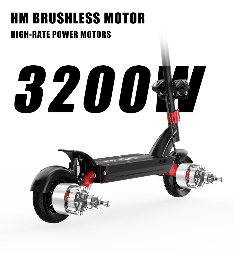 X-Tron X10 Pro 10 inch Folding Off-Road Electric Scooter 1600W *2 Motor 60V 20.8Ah Battery Max speed 65-70km/h Max load 150KG Hydraulic brake Aluminum alloy Body - Red