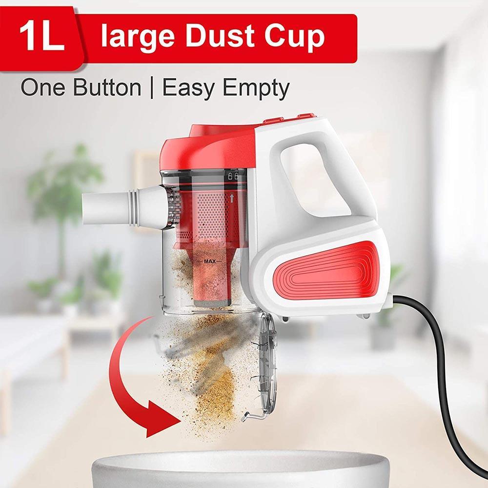 INSE I6 Corded Handheld Vacuum Cleaner 18KPa Suction with 3 Adjustable Brushes and Washable Filter 1000ml Dust Box - Red