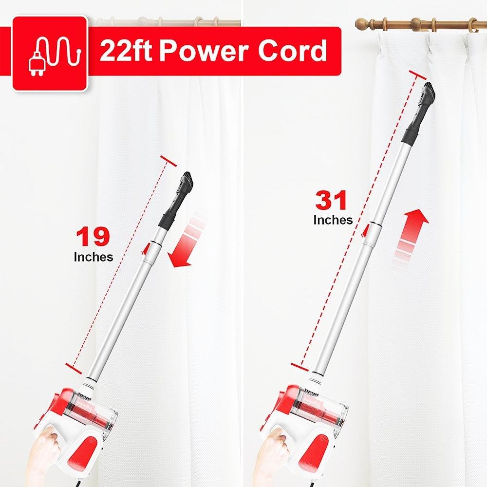 INSE I6 Corded Handheld Vacuum Cleaner 18KPa Suction with 3 Adjustable Brushes and Washable Filter 1000ml Dust Box - Red