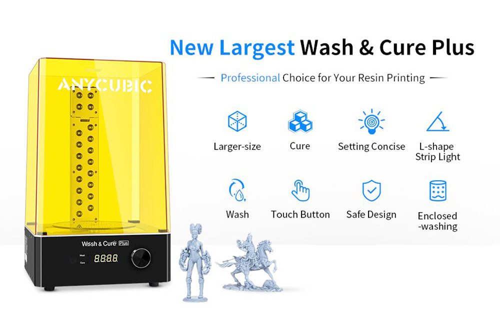 Anycubic Wash and Cure Plus 360 Degree Curing for Mars Pro Photon Mono X LCD SLA 3D Model Printer
