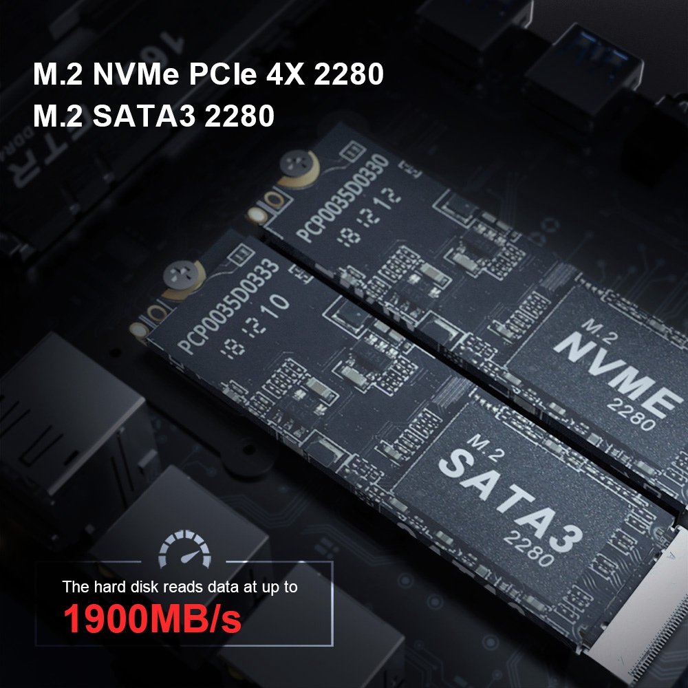 Beelink GT-R MINI PC AMD Ryzen7 3750H Quad Core Radeon Vega 10 Grafica 8GB RAM 256GB SSD 1T HDD HDMI*2 DP RJ45*2 Tipo-C