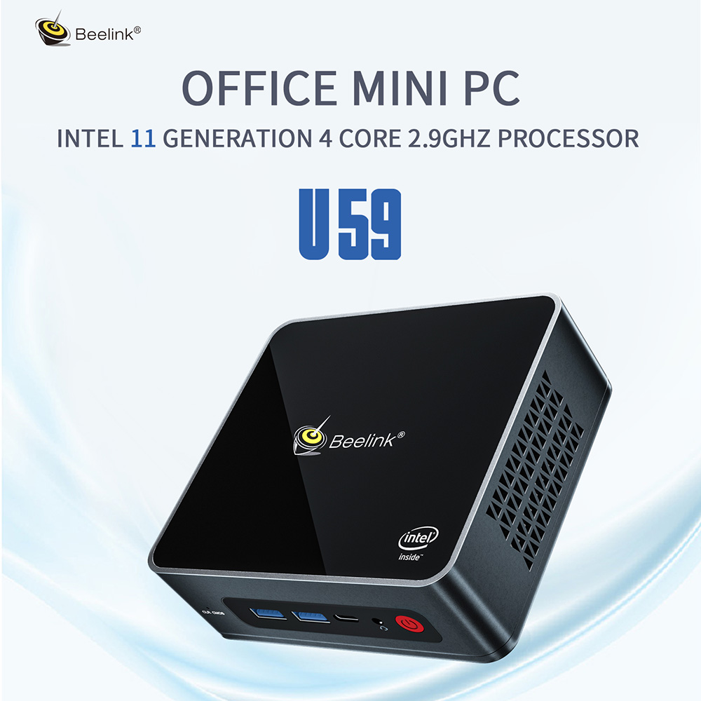 Beelink U59 Mini PC Intel Jasper Lake N5095 16 Go de RAM/512 Go SSD 2.4G + 5G WIFI Bluetooth 1000Mbps LAN 2xHDMI