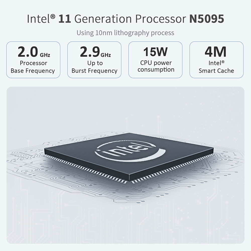 جهاز كمبيوتر Beelink U59 صغير الحجم Intel Jasper Lake N5095 ذاكرة وصول عشوائي 16 جيجابايت / 512 جيجابايت SSD 2.4G + 5G واي فاي بلوتوث 1000Mbps LAN 2xHDMI