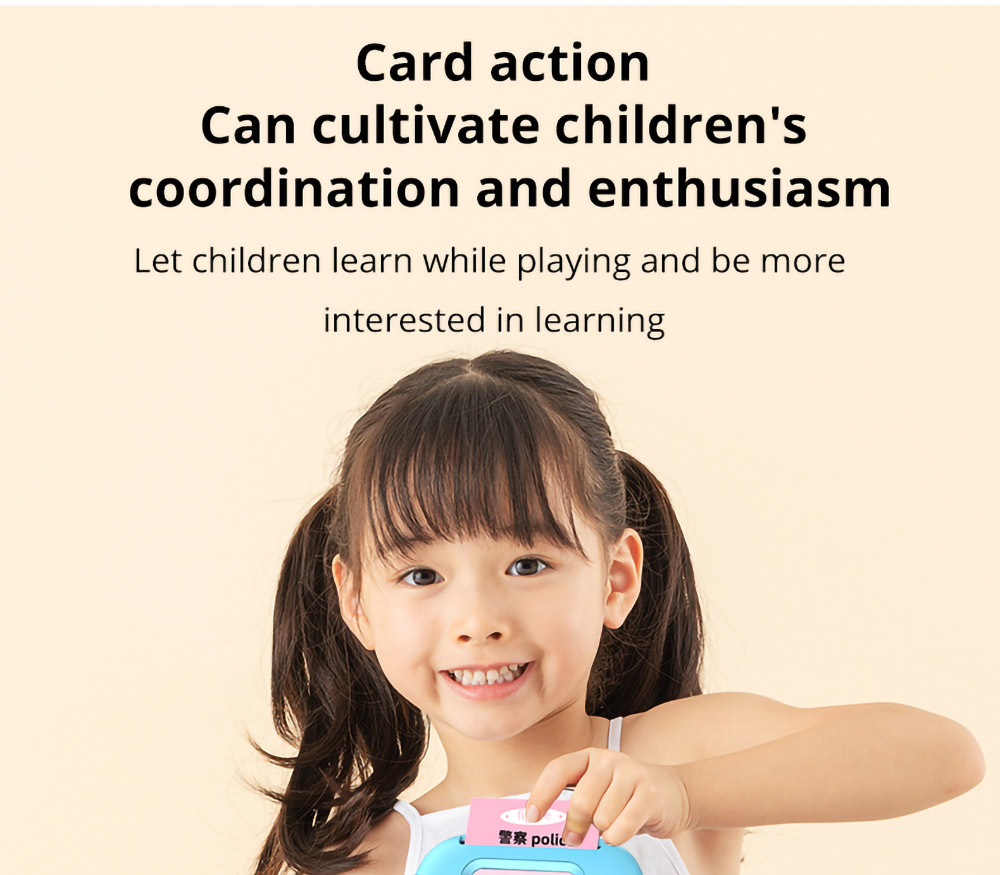 Early Education Card Machine voor kinderen 112PCS Kaarten Puzzel Tweetalige Verlichtingskaart - Blauw