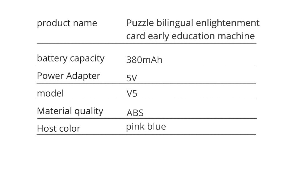 Gyermek korai oktatási kártyagép 112PCS kártyák Puzzle Kétnyelvű felvilágosító kártya - kék