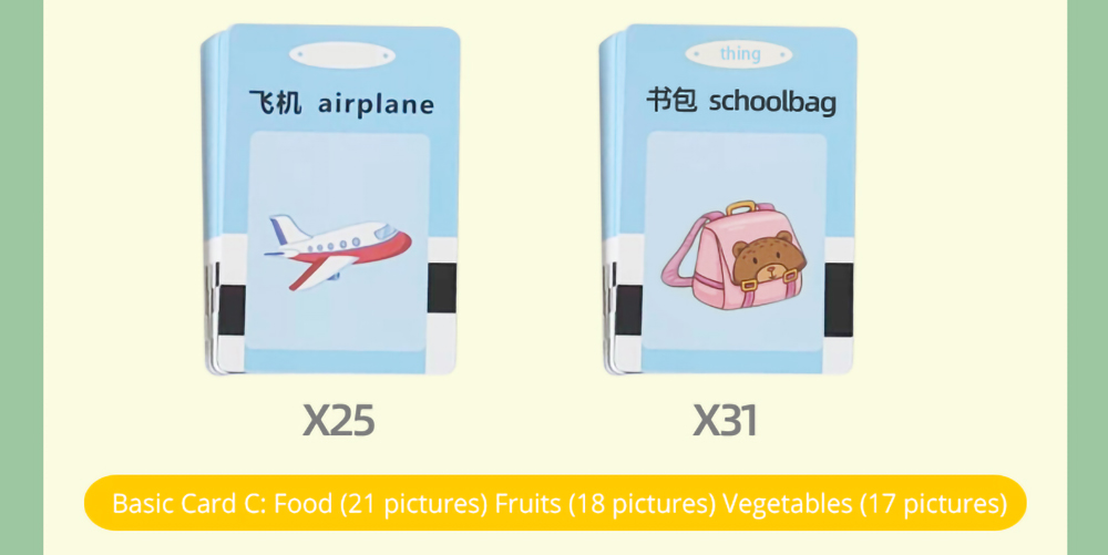 เครื่องบัตรปฐมวัยสำหรับเด็ก 112PCS การ์ดปริศนาการ์ดตรัสรู้สองภาษา - สีน้ำเงิน