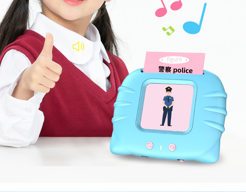 Barns tidiga utbildningskortmaskin 112PCS -kort Pussel Tvåspråkigt upplysningskort - Blått
