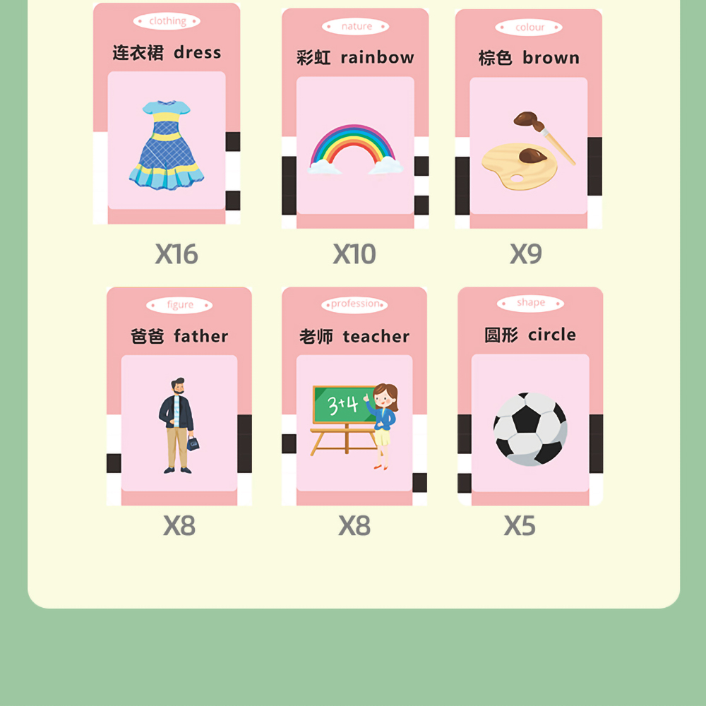Детская карточная машина для дошкольного образования 112PCS Карты Головоломка Двуязычная карта просвещения - розовый