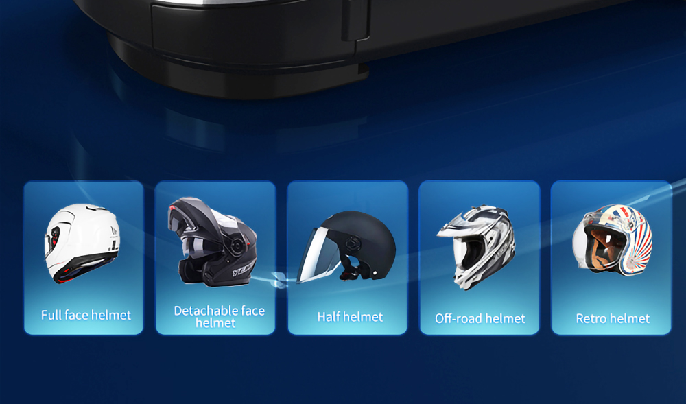 LeMike C35 Helmet Bluetooth Headset 1100mAh بطارية ليثيوم قابلة لإعادة الشحن - فضي