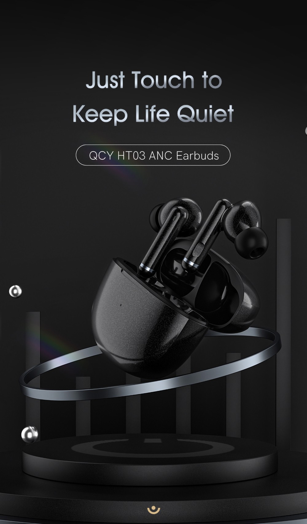 QCY HT03 Bluetooth 5.1 TWS aktiva brusreducerande trådlösa hörlurar