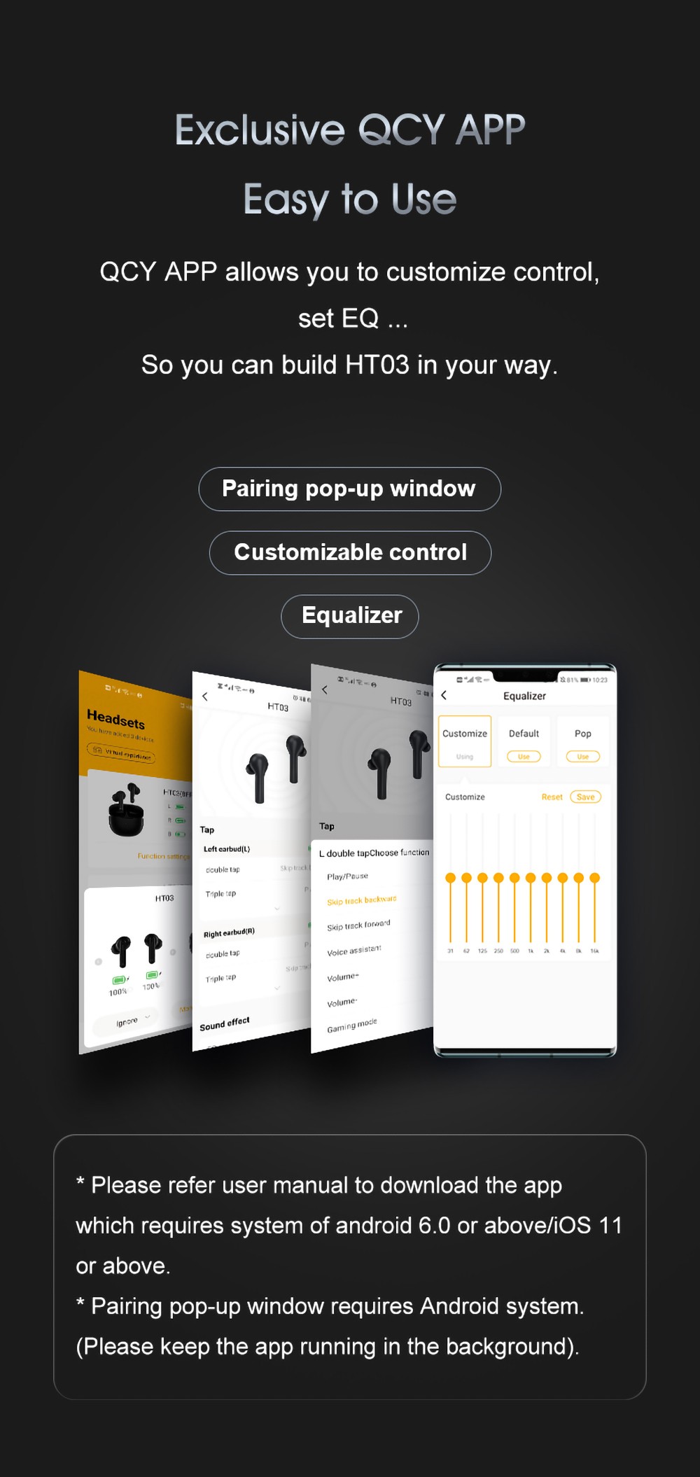 QCY HT03 Bluetooth 5.1 TWS Active Noise Canceling Wireless Earbuds