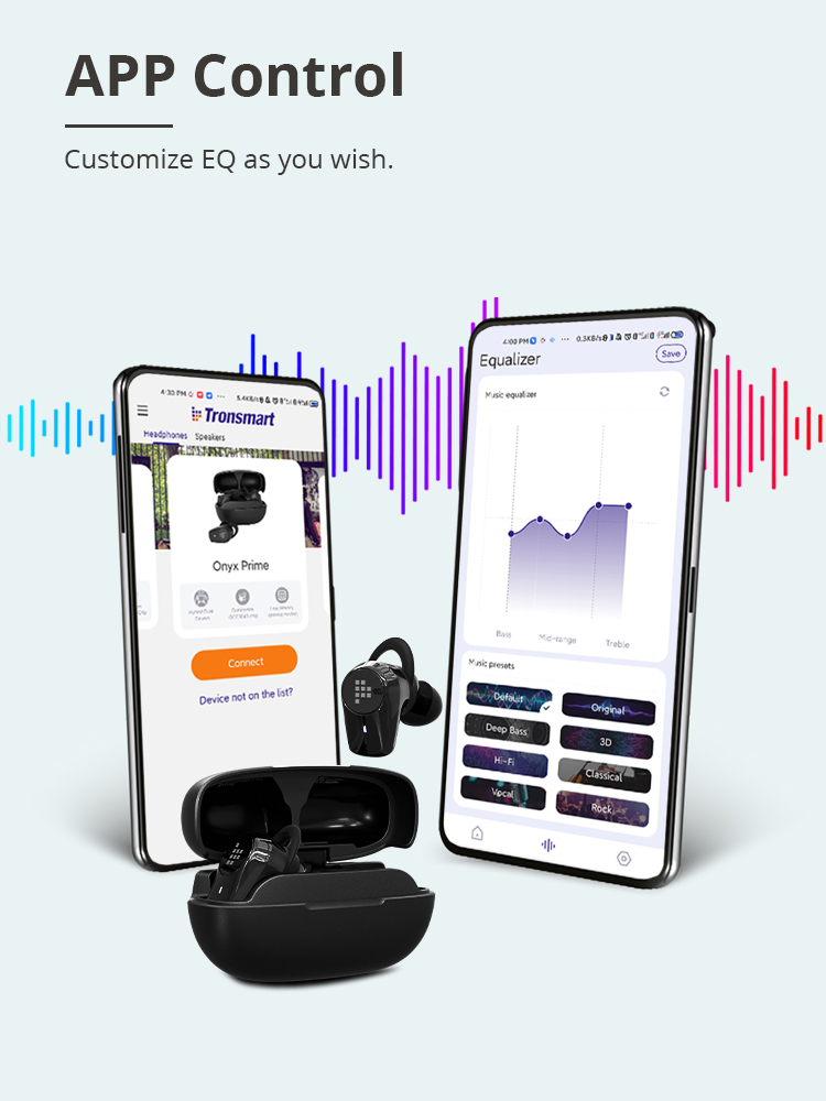 Tronsmart Onyx Prime QCC3040 אוזניות אלחוטיות היברידיות כפולות נהגים, אוזניות Bluetooth 5.2 באוזן, אוזניות סטריאו אלחוטיות אמיתיות, Qualcomm aptX Adaptive עם סאונד מפורט, שיקוף TrueWireless, 40 שעות משחק, cVc 8.0