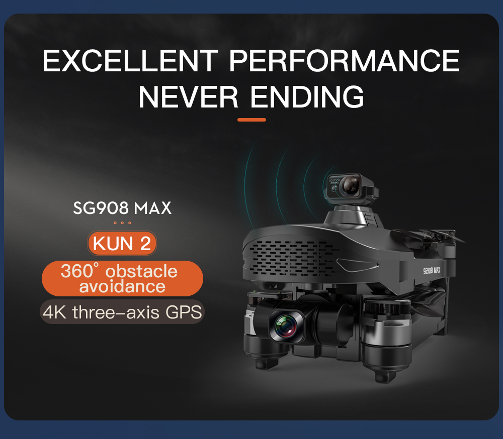 ZLL SG908 MAX 4K 5G WIFI 3KM FPV GPS 3-Axis Mechanical Gimbal 360 Degree Obstacle Avoidance RC Drone - Two Batteries