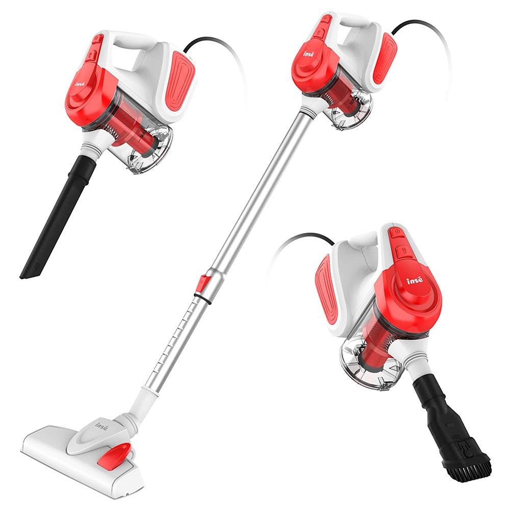 INSE I6 Corded Handheld Vacuum Cleaner 18KPa Suction with 3 Adjustable Brushes and Washable Filter 1000ml Dust Box - Red