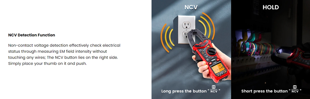 KAIWEETS HT206D Digital Clamp Meter,LowZ&LPF,NCV Detection Function