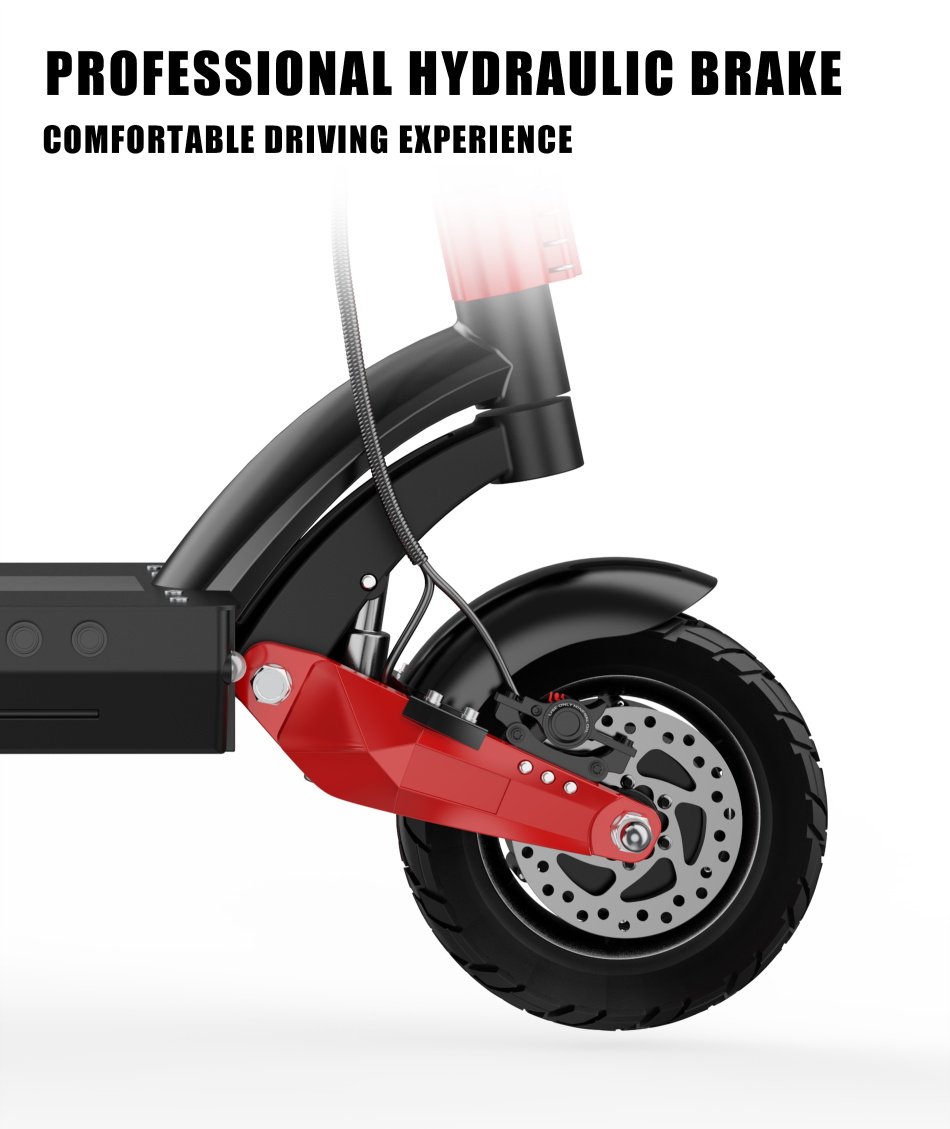 X-Tron X10 Pro 10 inch Folding Off-Road Electric Scooter 1600W *2 Motor 60V 20.8Ah Battery Max speed 65-70km/h Max load 150KG Hydraulic brake Aluminum alloy Body - Red