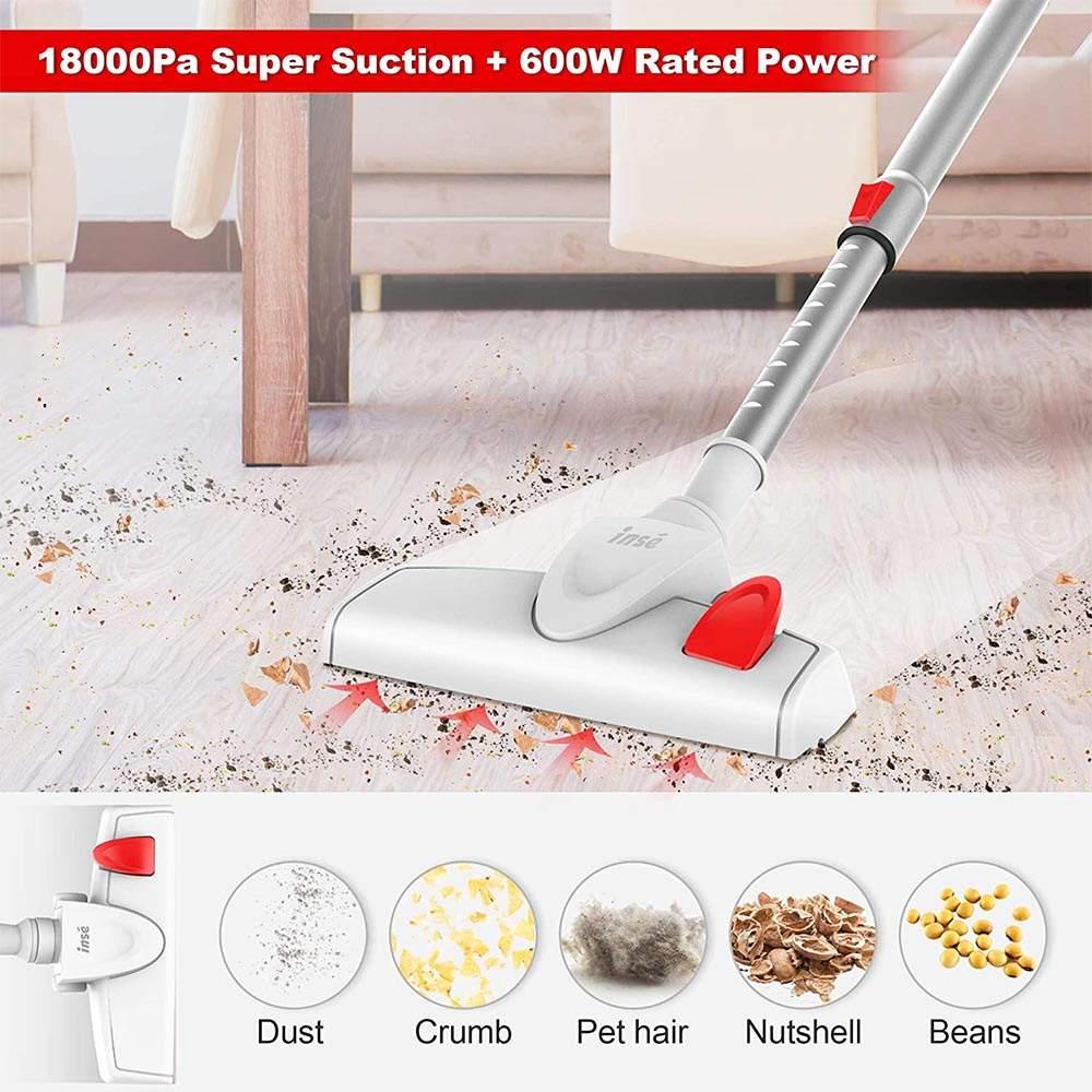 INSE I6 Corded Handheld Vacuum Cleaner 18KPa Suction with 3 Adjustable Brushes and Washable Filter 1000ml Dust Box - Red