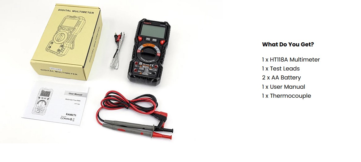 KAIWEETS Digital Multimeter TRMS ,6000 Counts, Voltmeter, Auto-Ranging, Accurately Measures Voltage Current Amp Resistance