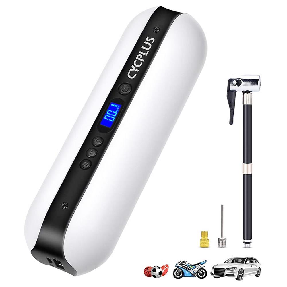 CYCPLUS A2 150 PSI Electric Tyre Inflator LCD Digital Intelligent Bicycle Air Pump Portable Air Pump Compressor - White