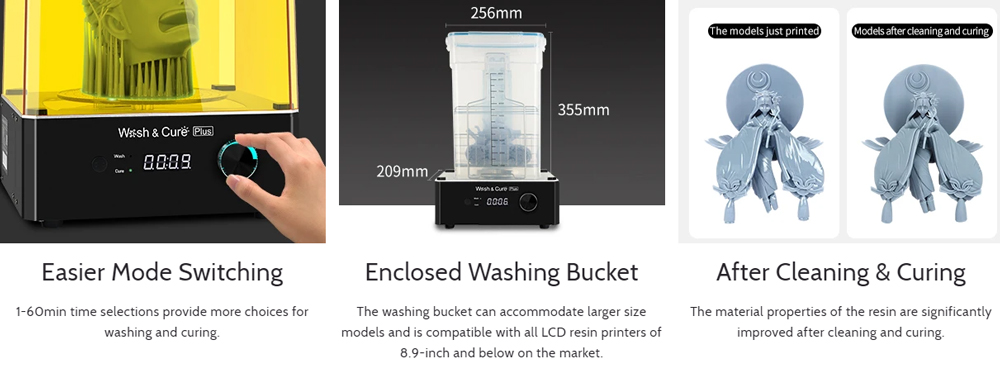 Anycubic Wash and Cure Plus 360 Degree Curing for Mars Pro Photon Mono X LCD SLA 3D Printer Models