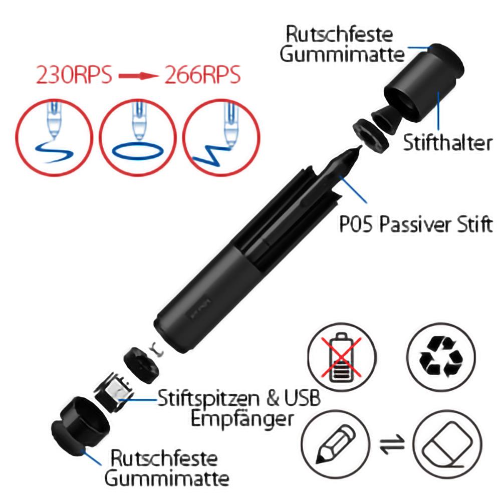XP-PEN Deco 03 Graphic Tablet with 10 x 5.62 Inch Work Surface, 8192 Level Stylus Pen, for Drawing, Design, Editing, Compatible with Mac, Windows - Black